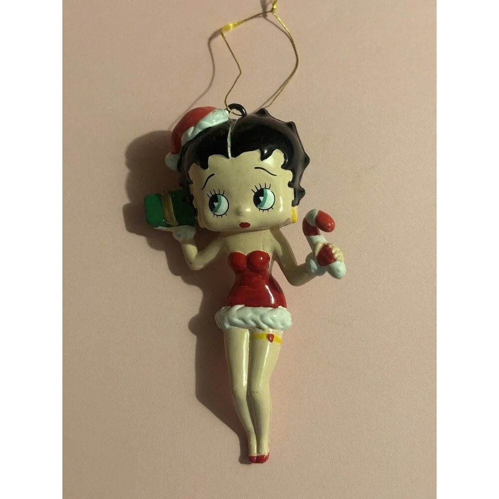 Betty Boop Christmas Ornament - Carrying Gift, Candy Cane, Wearing Santa Hat